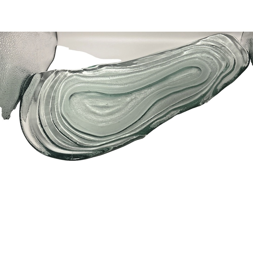 Frosted Clear Art Glass Oyster Shell Dish – Organic Swirl Textured